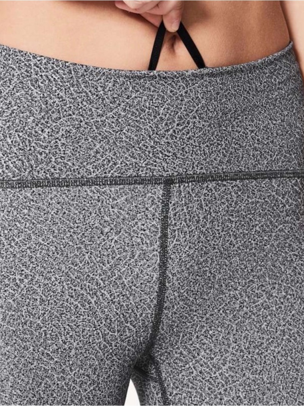 Lululemon High-Waist Gray Speckled Capri Leggings with Sheer Mesh Panel - Picture 3 of 7